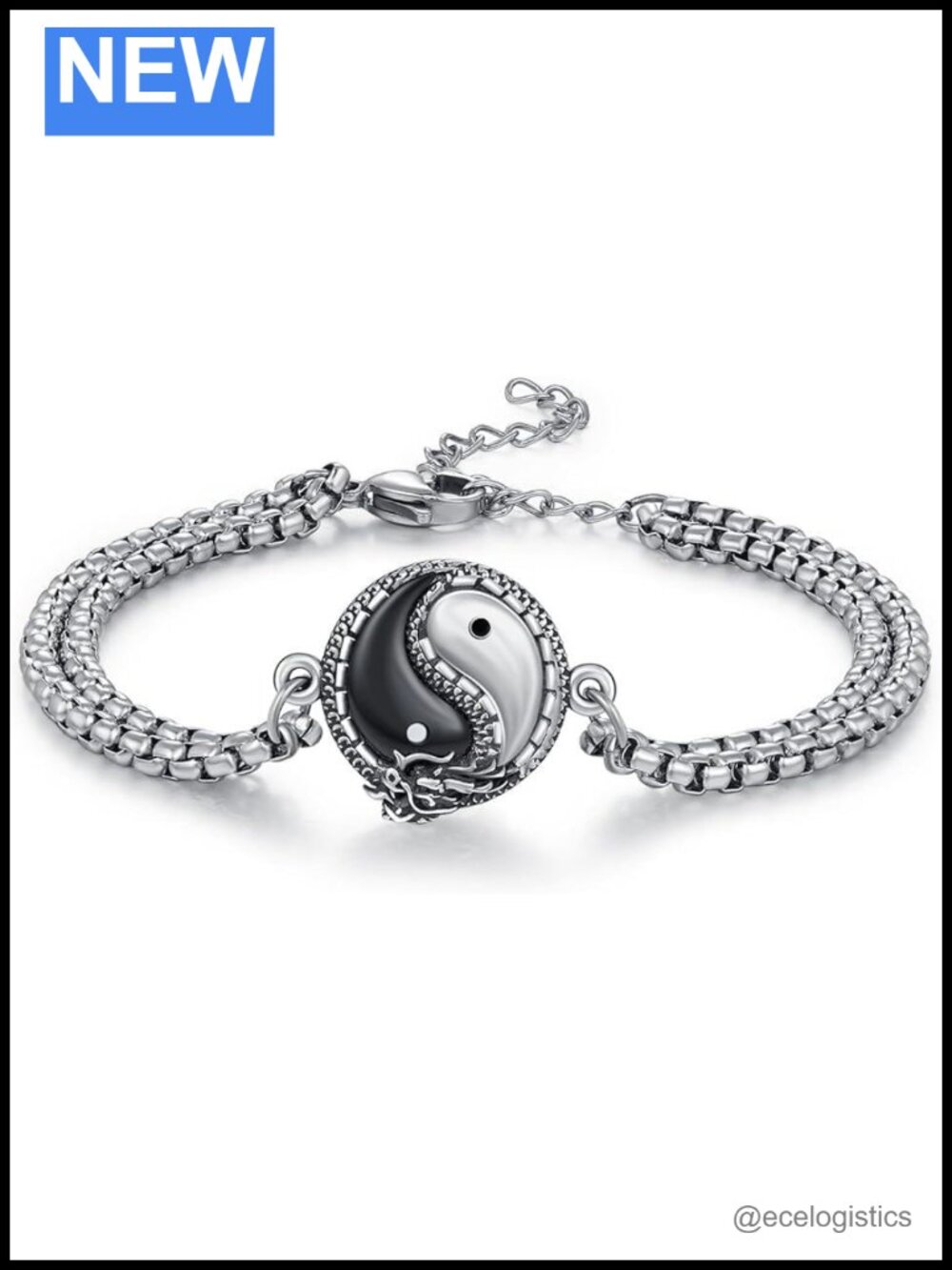 Yin Yang Dragon Bracelet 925 Sterling Silver